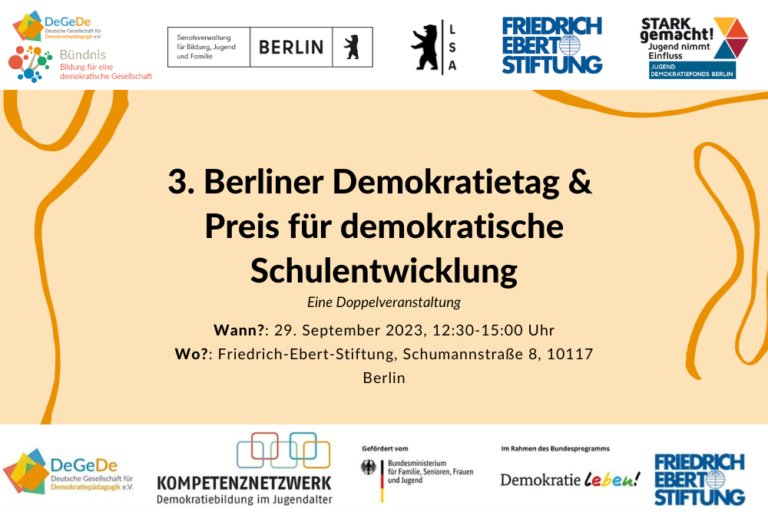 Der dritte Demokratietag für die Schulen Berlins & die Preisverleihung „Der Preis für demokratische Schulentwicklung“