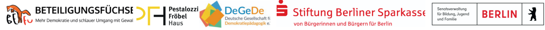 Nebeneinander finden sich die Logos der Förderorganisationen des Doppelfachtags Partizipation und Beteiligung 2025.
