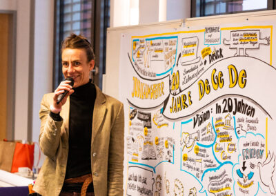 Die Graphic Recorderin stellt ihre Arbeit vor.